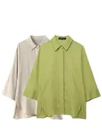 HH 2024 Women Fashion Solid Blouse Single Breasted Long Sleeve Lapel Shirts Casual Loose Female Commuting Chic Top