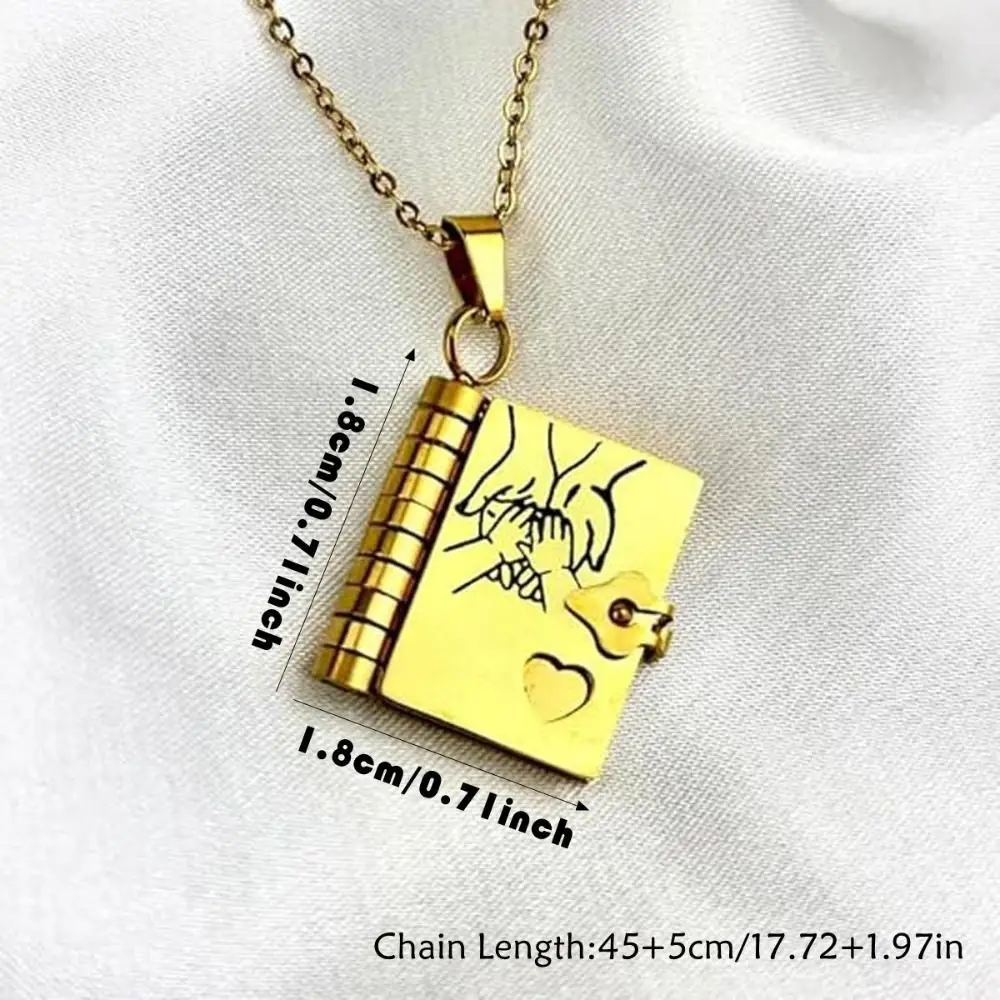 Openable Granddaughter Book Necklace Gold Color with Pages of Engraved Information Message Mini Book Pendant Necklace