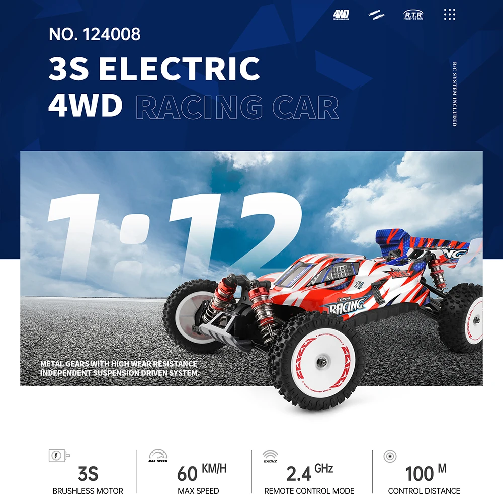 【ジャンク新品】WLtoys 124008 3S 2000mAh ⑨ WLtoys 124008 High Speed 4WD RC Vehicle Professional Racing