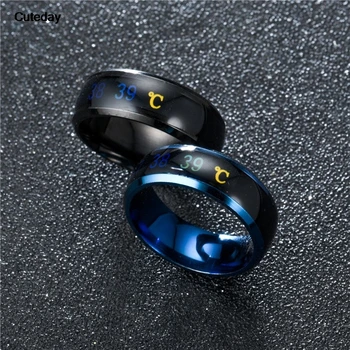 Anello di temperatura Acciaio al titanio Umore Emozione Sensazione Anelli sensibili alla temperatura intelligenti per donne Uomini Gioielli impermeabili