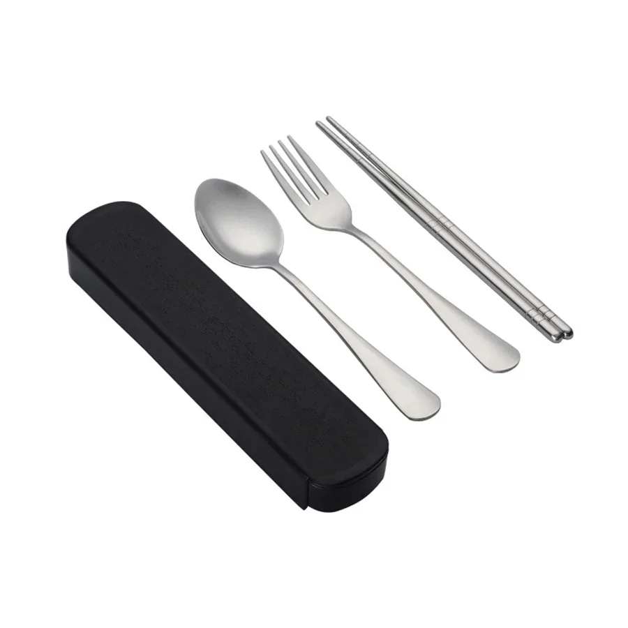 Geschirr-Set aus Edelstahl, koreanischer Löffel, Gabel, Essstäbchen, 3-teilig, tragbares Geschirr, für Studenten, Outdoor, Reisen, herausziehbares Geschenk – Detail 8