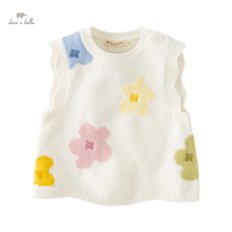 Dave Bella Children Sweater Vest Clothes Autumn Girls Fashion Casual Cute Sweet Knitted Tank Top Outdoor PartyDB3235983