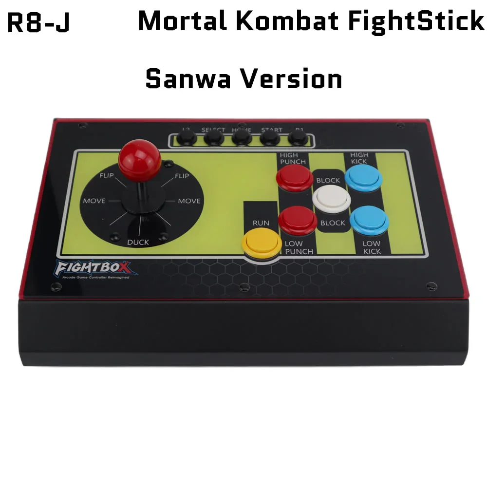 FightBox R8-J 히트박스 스타일 산와 버튼 및 8방향 조이스틱 아케이드 게임 컨트롤러 RP2040 고급 보드 내장 PC/PS4/스위치용