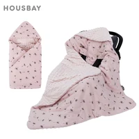 Newborn Baby Blanket With Hooded Windproof Go Outside Warm Portable Swaddle Wrap In Basket Baby Car Safety Seats For 0-3 Months 1