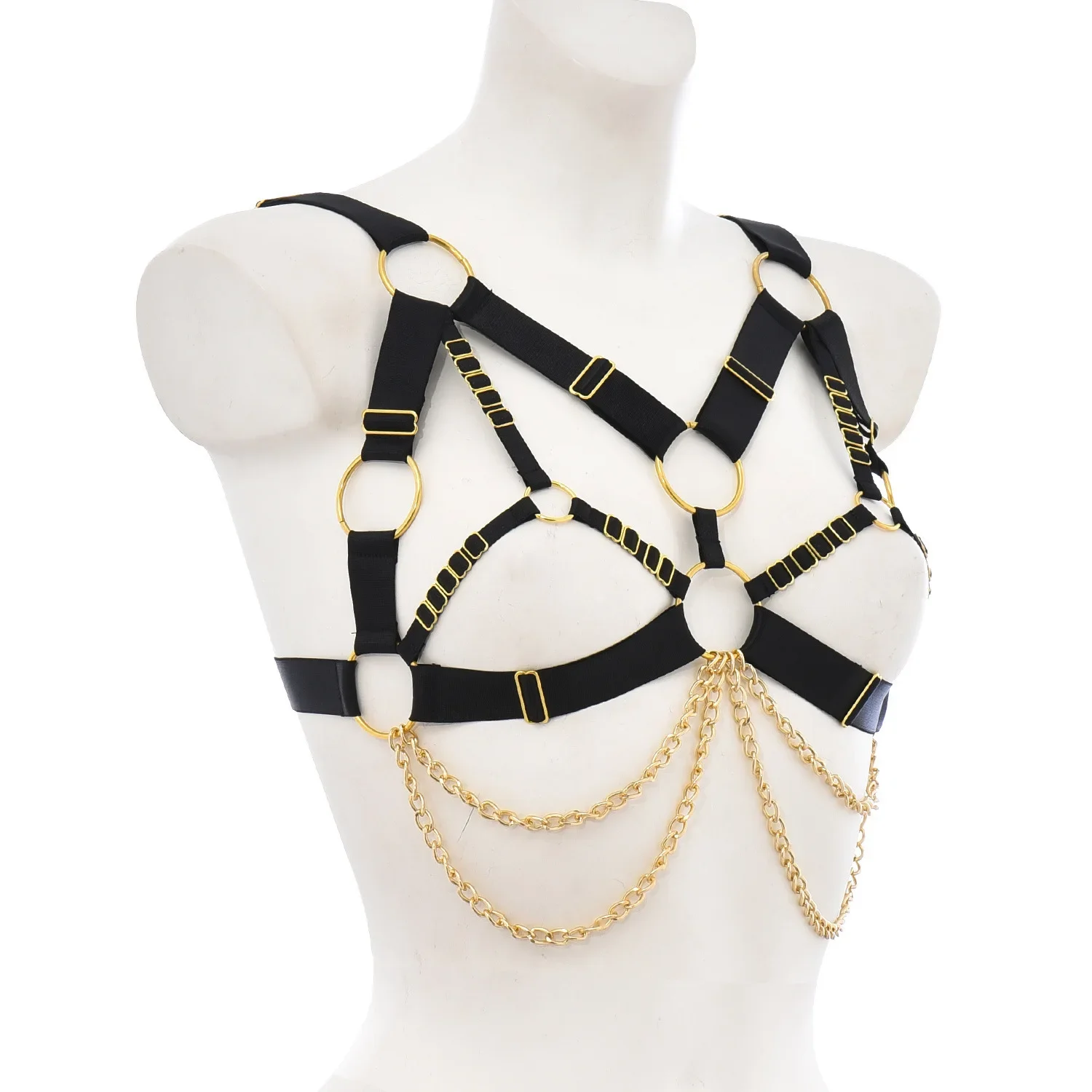 Best Seller European and American Cross-border Goods Tying Body Chain Black Sexy Top O0890 Uniform Code