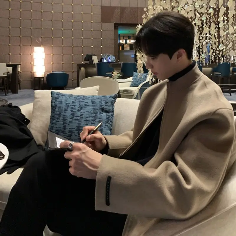 

Light and mature style jacket for men in autumn 2023 new trendy brand British yuppie men's trendy short woolen coats y2k clothes