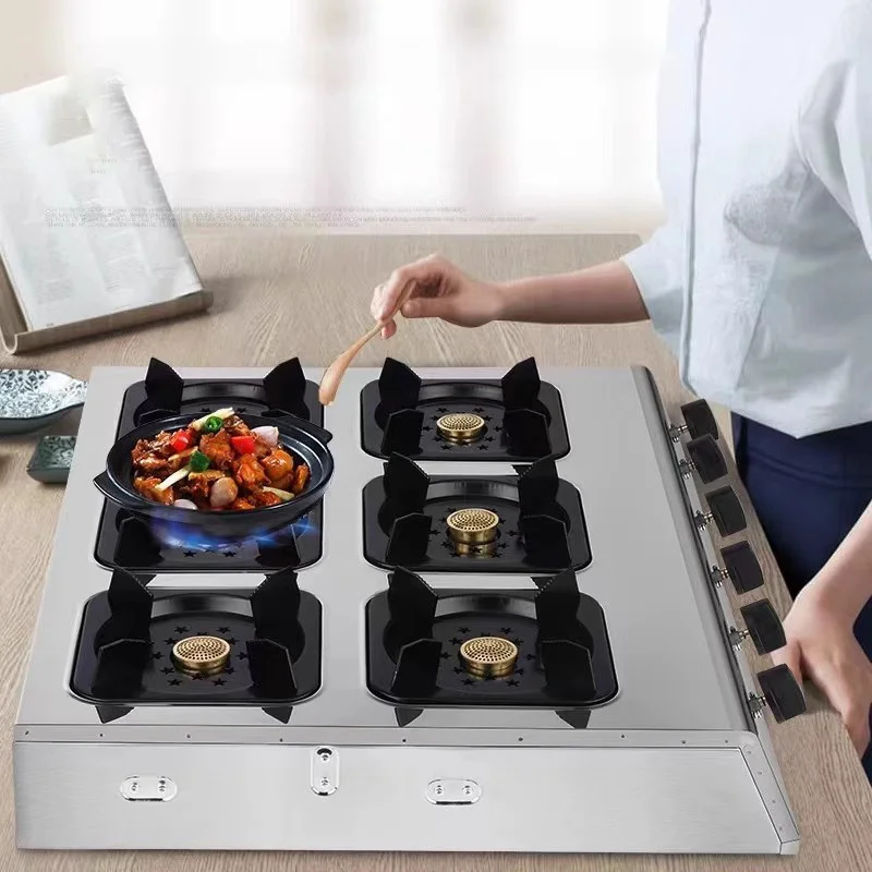 Commercial Liquefied Gas Stove Casserole Special Stove Natural Gas Four Six Heads Eight Holes Cooktop Flameout Protection