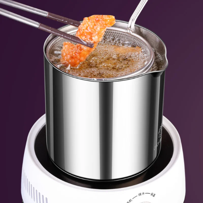 Multifunctional Small Deep Fryer Household Stainless Steel Large Capacity Deep Fryer with Filter Basket Non-stick Frying Basket