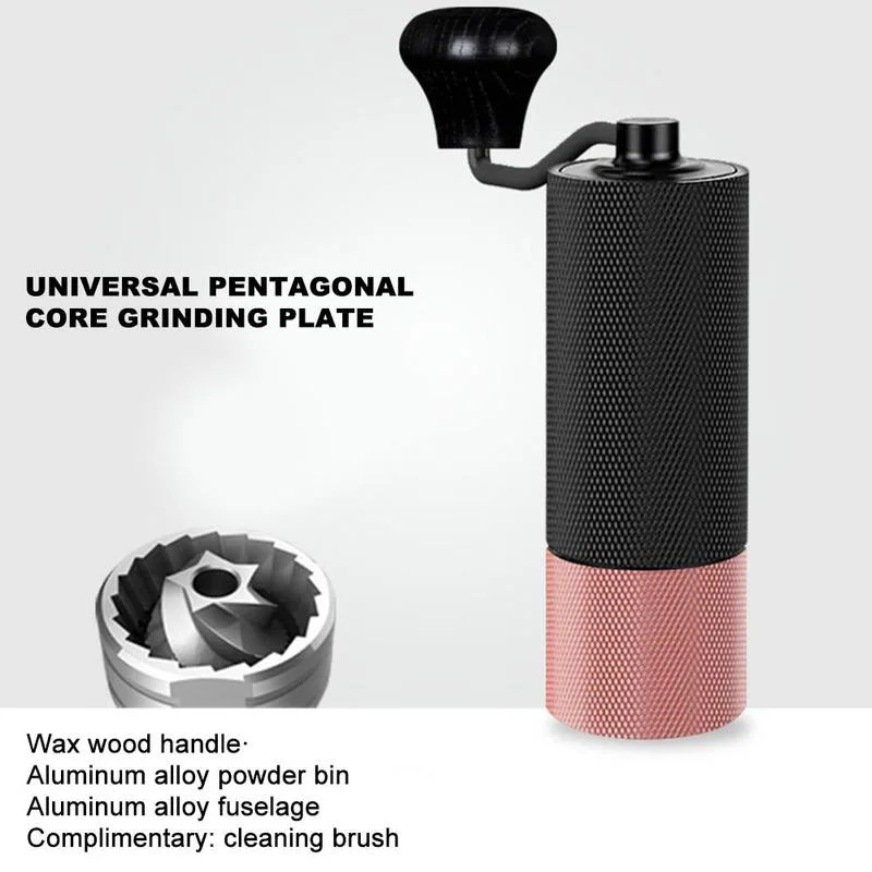 Updated High Class CNC Processing Chestnut Aluminum Shell Stainless Steel Axis Burr Portable Hand Crank Manual Coffee Grinder