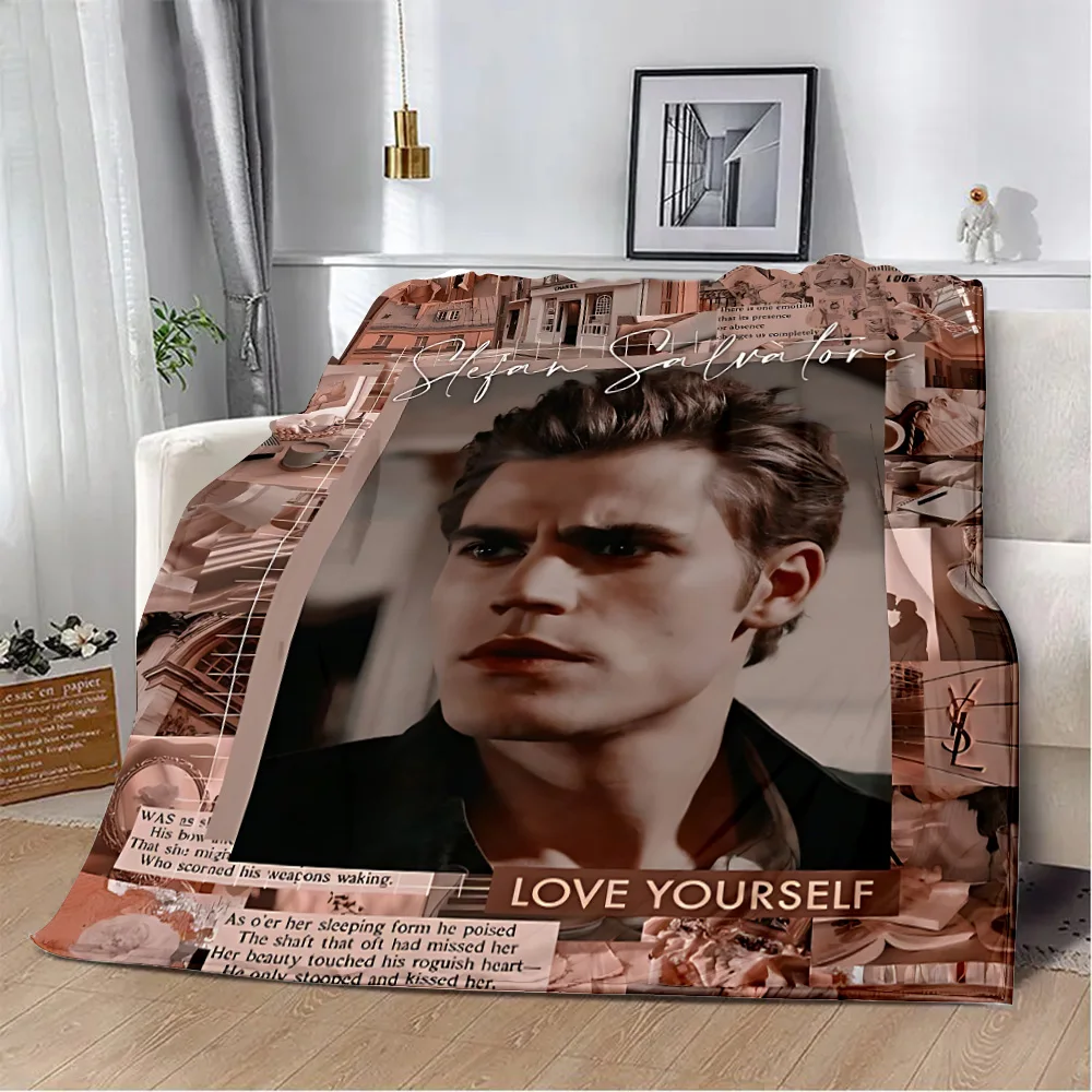 Damon Salvatore The Vampire Diaries Printed Picnic Blankets Warm Blanket Soft and Comfortable Blanket Home Travel Birthday Gift 3