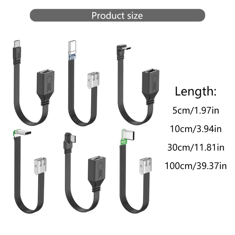 Right-Angle USB-C to USB-A OTG Adapter Cable