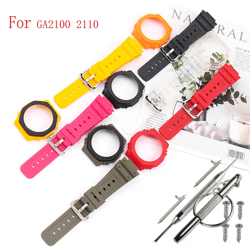 

Watch Accessories Resin strap Watch case for GA2100 2110 16mm men's and women's outdoor sports waterproof breathable strap
