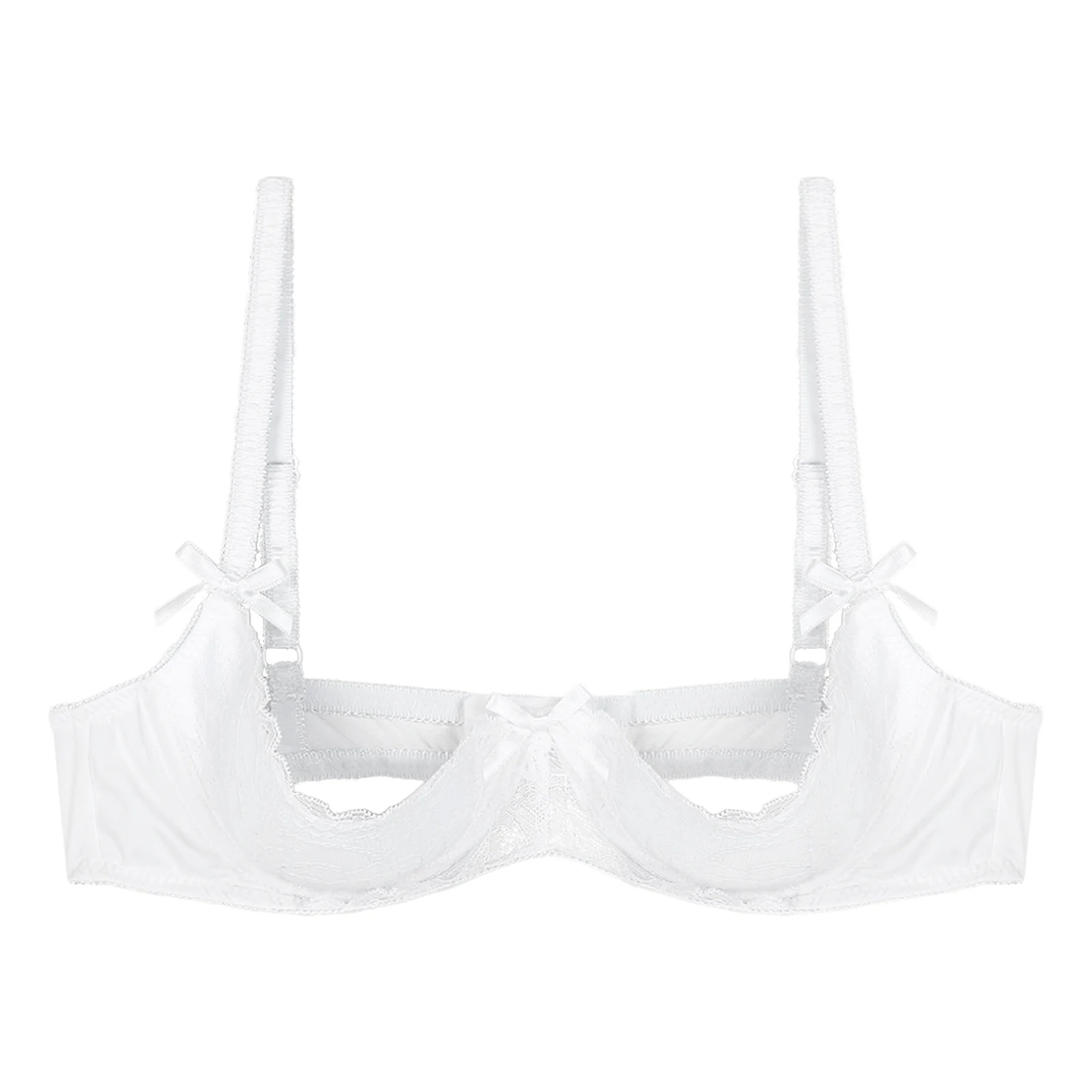 Woman's Underwire Push Up Shelf Bra 1/2 Cup Demi Balconette Hollow Out Unlined Lace Bra Sexy Erotic Open Cup Padded Bustier