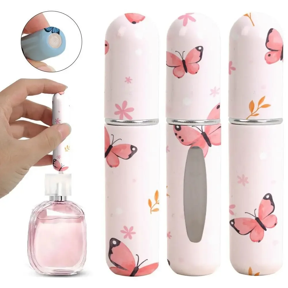 Portable Print Mini Perfume Bottle Refillable Leak-proof Spray Rotating Bottle 5ml Empty Cosmetic Containers Travel