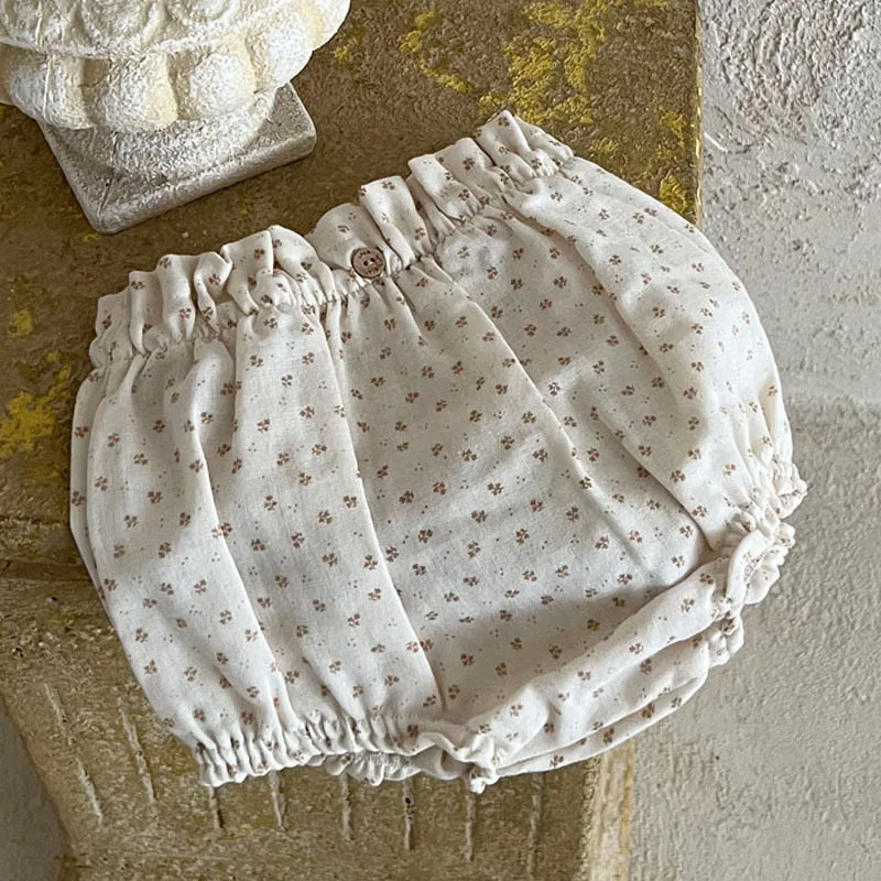 Newborn Baby Girl Retro Floral Shorts Kid Summer Fashion Plaid Mosquito Shorts Toddler Boy Comfortable Cotton Loose PP