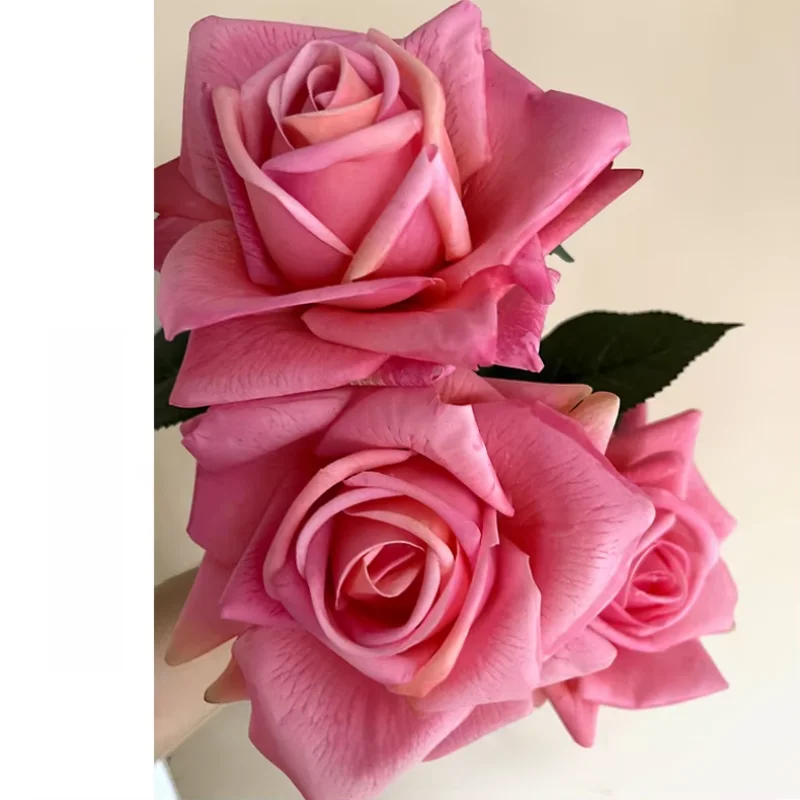 Luxurious Real Touch Roses - Set of 3 Artificial Flowers for Elegant Home and Event Decor