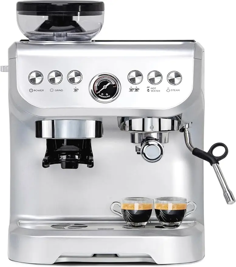 

Espresso Coffee Maker With Grinder For Home, 2000ML Water Tank&1450w and ABS Housing Combo Coffee Latte Maker Cappuccino Machine
