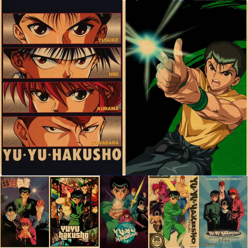 

Плакаты yu hakusho в стиле ретро, домашний декор, японские аниме настенные наклейки для гостиной, бара, кафе, декоративные картины