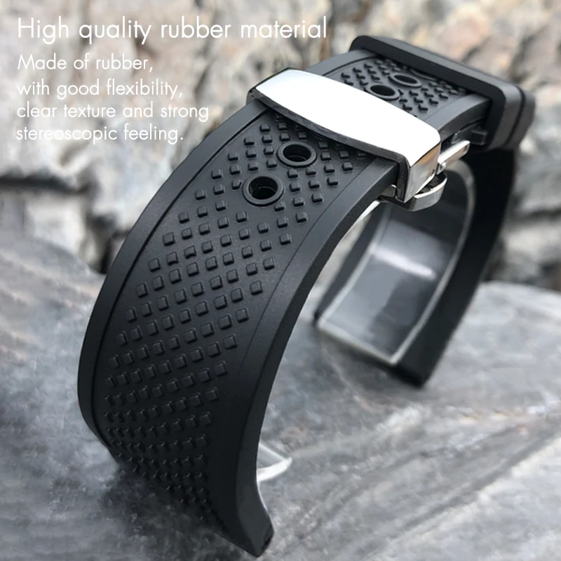 SCHIK Rubber Silicone Watchband 23mm 24mm 22mm 21mm 20mm for Cartier Calibre London Tank Santos Soft Waterproof Watch Strap