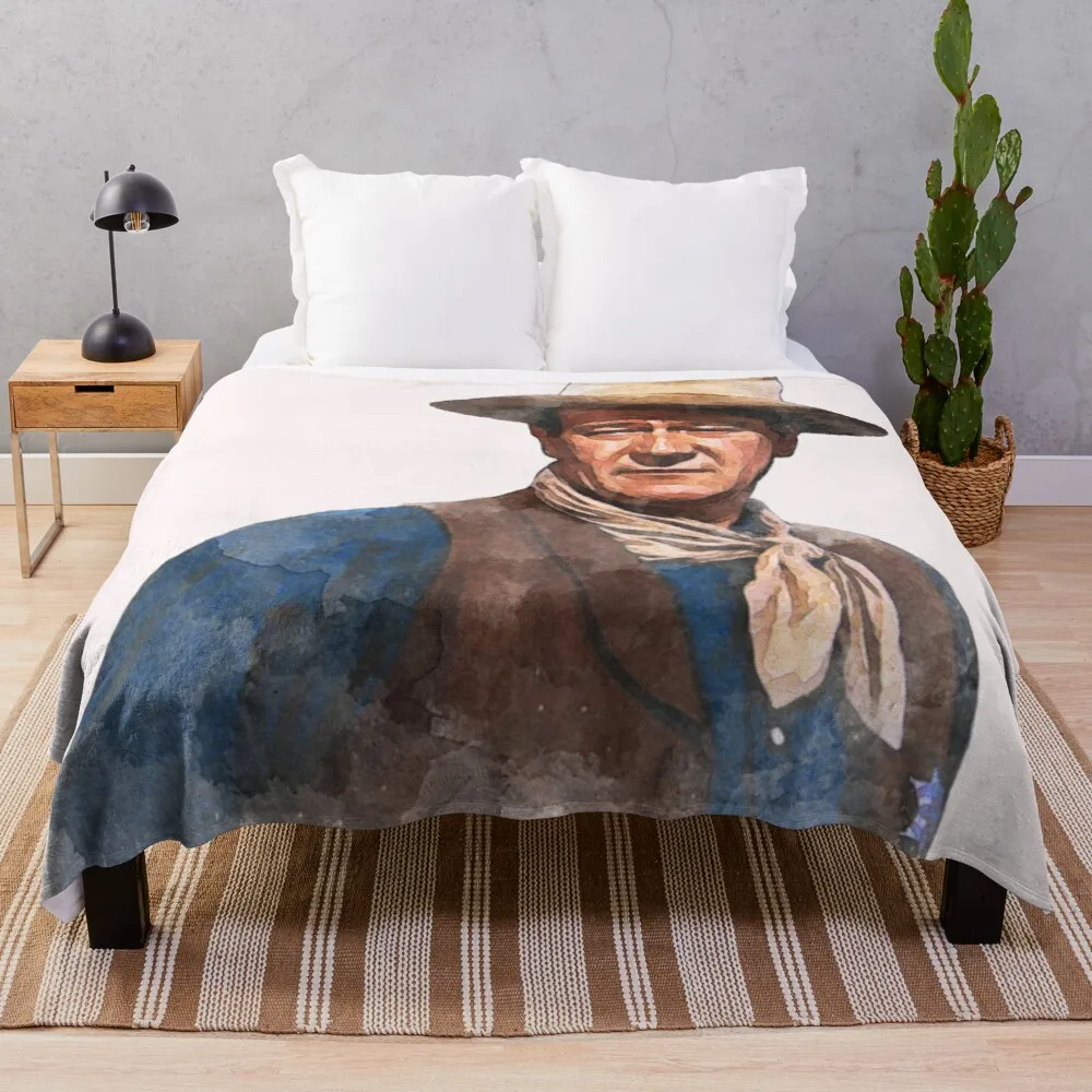 

John Wayne "The Duke" - Watercolor Throw Blanket throw and blanket oversized throw blanket blanket wool