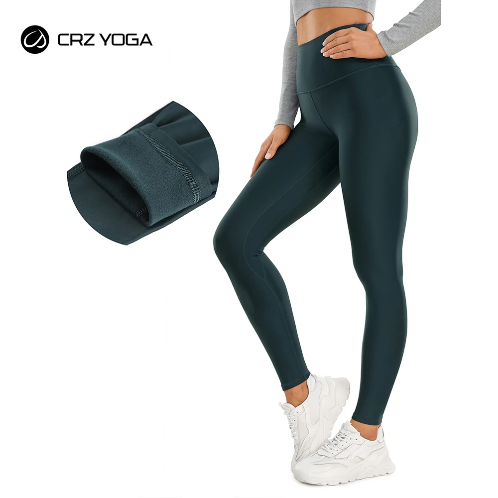 CRZ-Leggings térmicos forrados de lana para mujer, pantalones de YOGA de  cintura alta, ajustados, para entrenamiento, invierno, 28 pulgadas