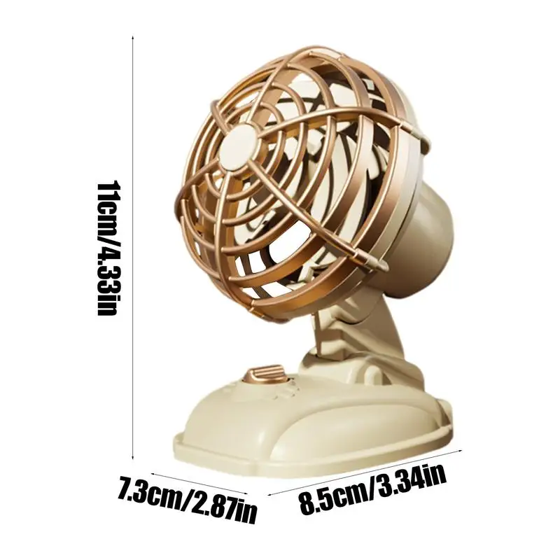 Vintage-Inspired Ultra Silent USB Rechargeable Portable Desktop Fan with Dual Speed Settings