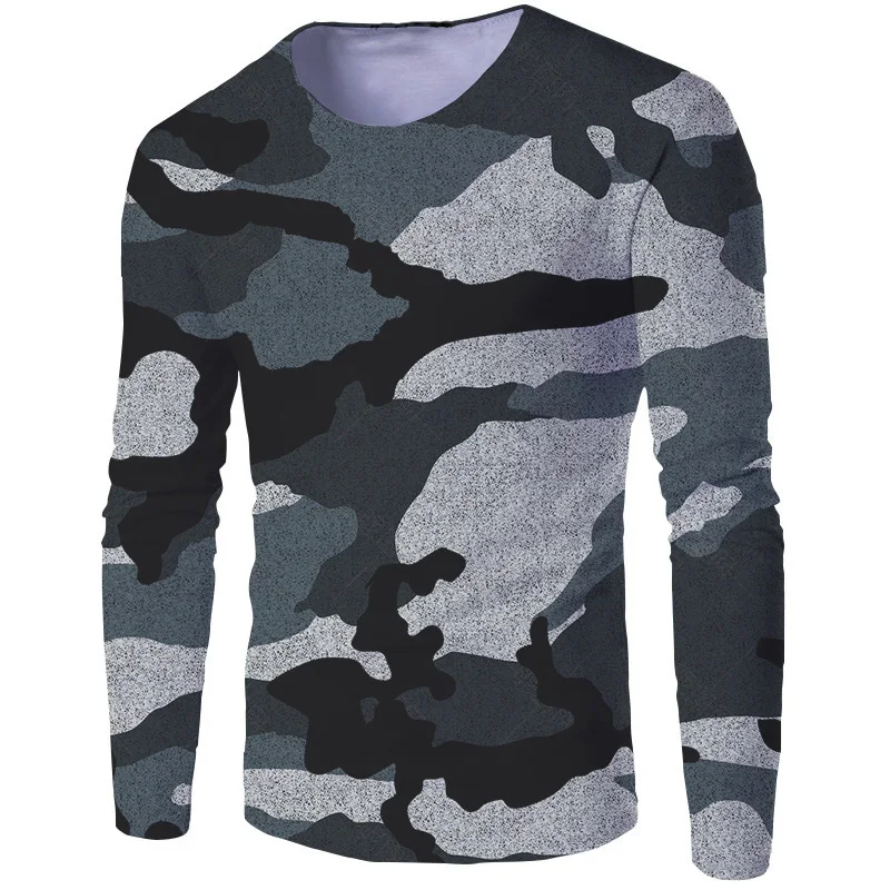 Mens Camo Long Sleeve T Shirt Pullovers