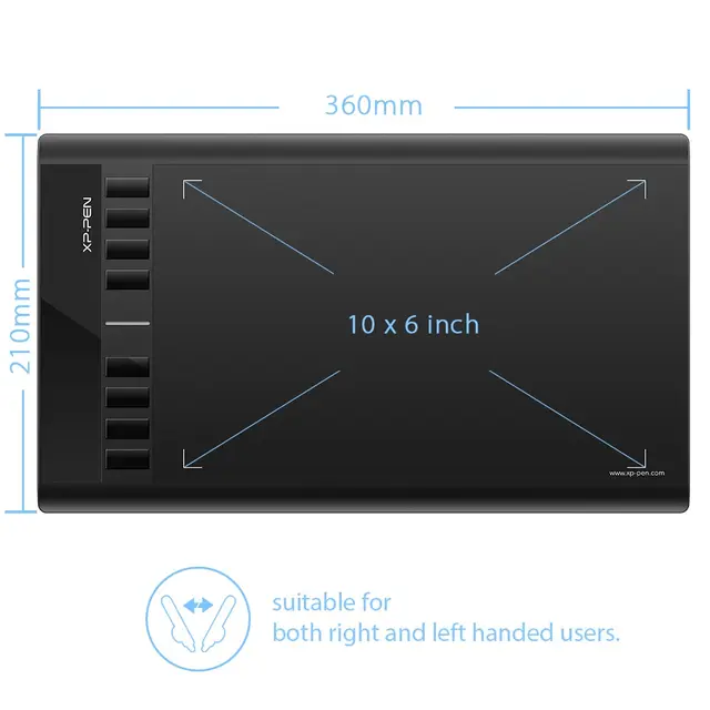 XPPen Drawing Graphics Tablet Star03 with 8 Hot Keys Battery Free 8192 Levels Children Drawing Tablet 10x6 Inch for Windows Mac 2