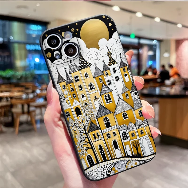 Vintage Art Houses Style Painted Soft Phone Case