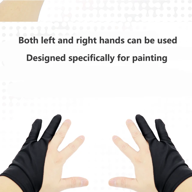 Black Two Finger Anti-fouling Glove,both for Right and Left Hand Artist Drawing for WACOM HUION XP-PEN Graphics Drawing Tablet 5