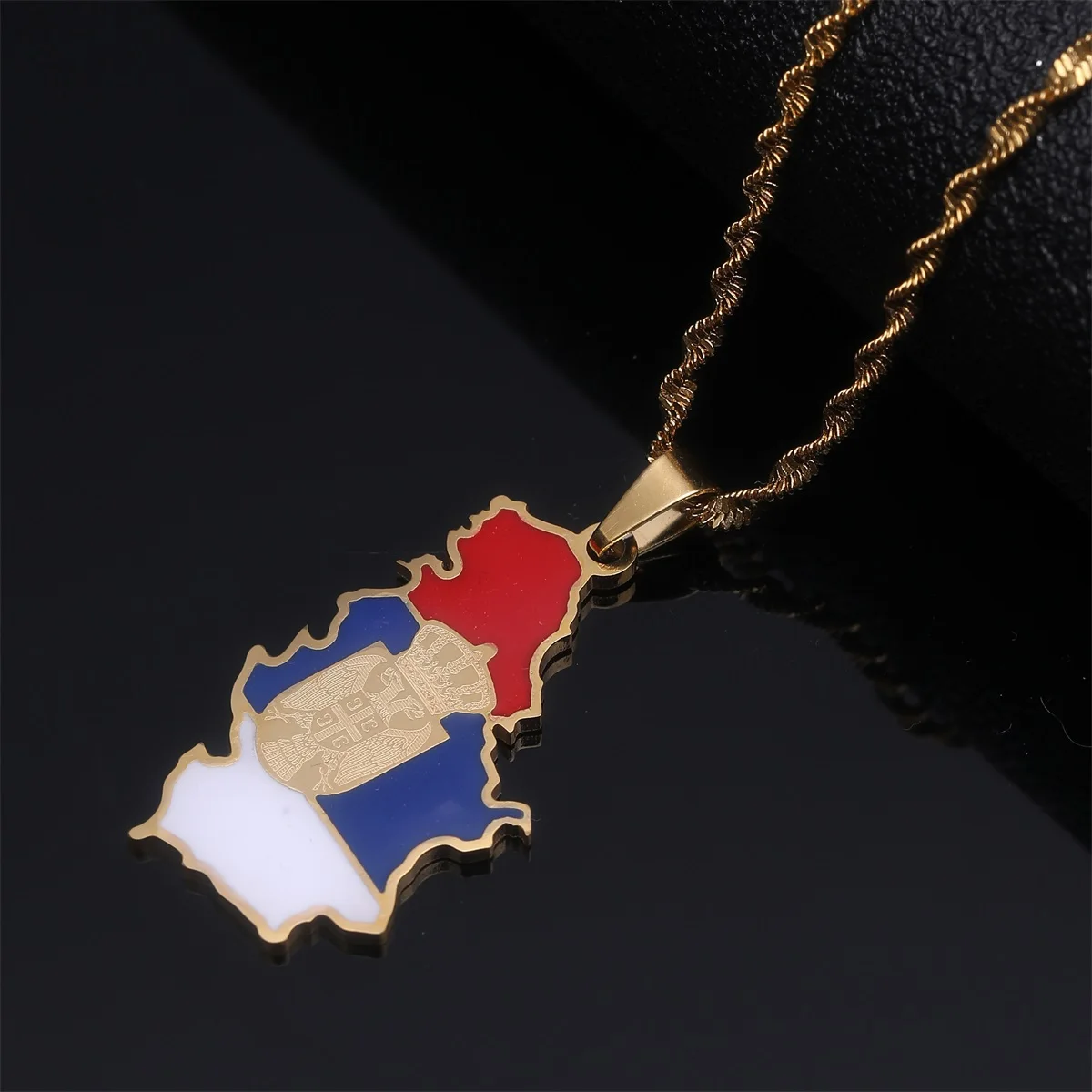 Serbia Eagle Map Flag Pendant Necklaces for Women Men Srbija Jewelry Serbian 3
