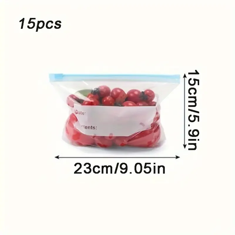 Eco-Friendly Reusable Leak-Proof Freezer Bag with Zipper Seal for Fresh Food Storage and Kitchen Organization
