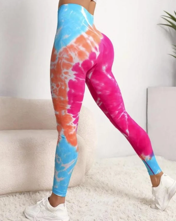 Summer Fashion New Seamless Hip Lift High Waist Tie Dyed Yoga Pants Fitness Underpants Casual Comfortable Sports Pants