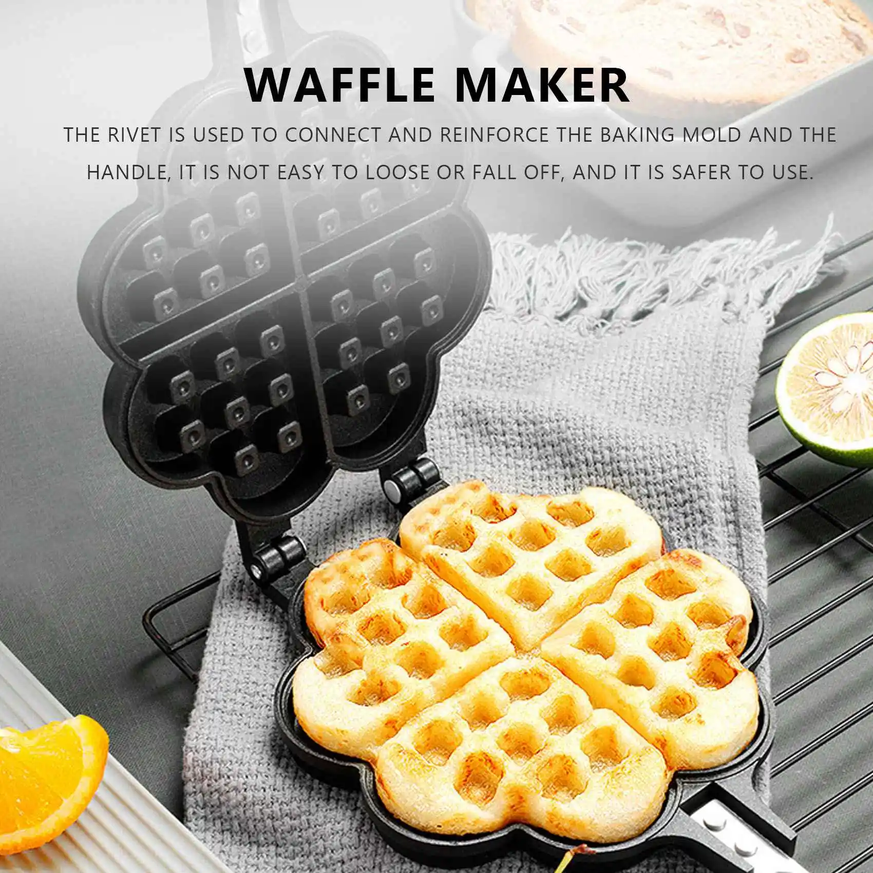 Gas-Type Household Love Waffle Mold Baking Mold Household Non-Stick Cake Pan DIY Waffle Maker 3