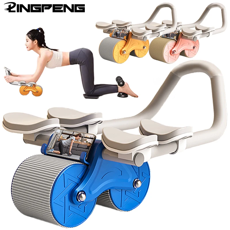 

Bodybuilding Wheel Home Anti-slip Roller Automatic Rebound Mute Double Rod Elbow Support Flat Two-in-one Exercise Wheel