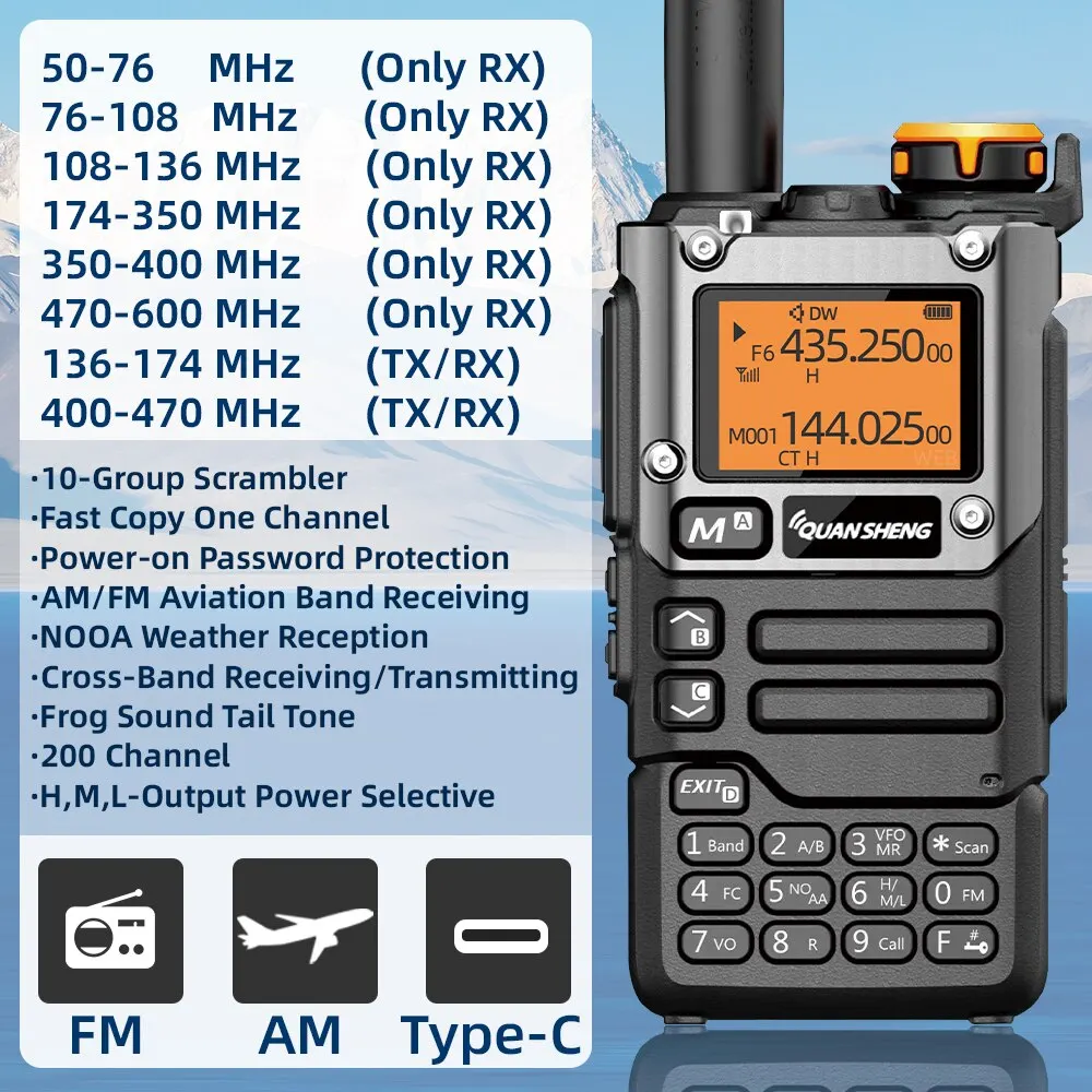 Quansheng UV K5 (8) Walkie Talkie Przenośna Am Fm Dwukierunkowa stacja radiowa Amateur Ham Wireless Set Odbiornik dalekiego zasięgu