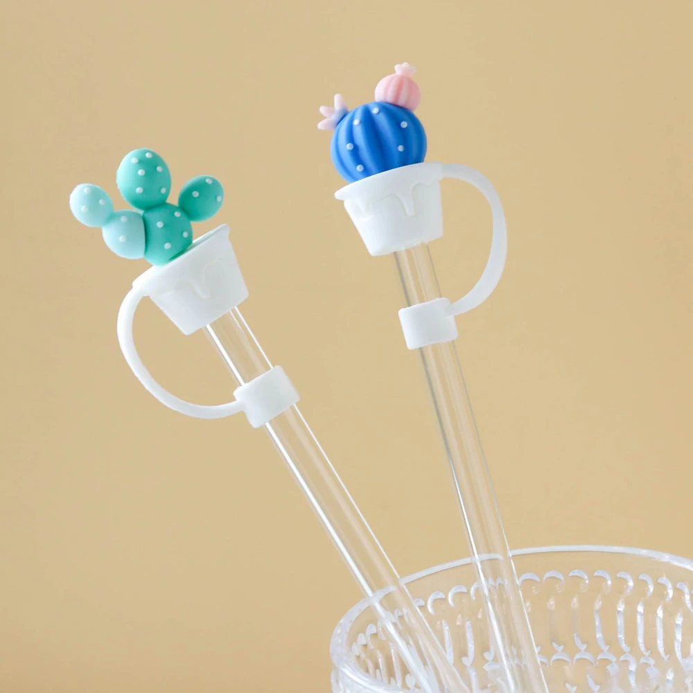 Cup Accessories 1PC Cartoon Silicone Straw Tips Drinking Dust Cap Splash Proof Plugs Cover 6-8mm Straw Sealing Tools