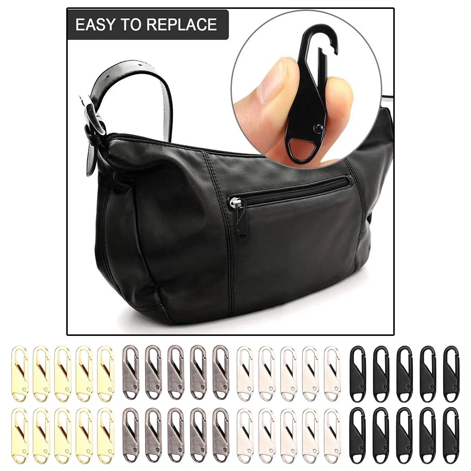 지퍼 풀 금속 지퍼 수리 탭 익스텐더, 고정 장치 깨진 패스너, 10 팩