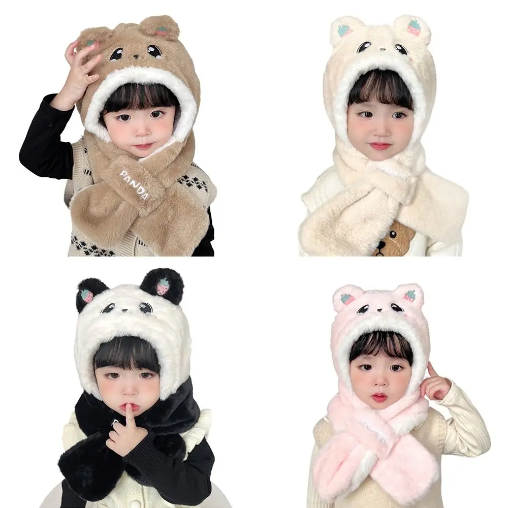 

Детская шапка с шарфом и мультяшным рисунком из полиэстера, теплая шапка для защиты ушей с мультяшным рисунком для детей 1-12 лет, детская шапка, шарф, шапка