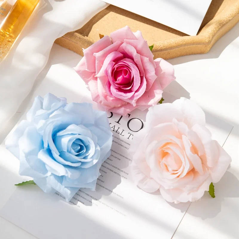 100PC 10CM Artificial Flowers for Scrapbook Christmas Home Decor Wedding Garden Rose Arch Fake Silk Head Candy Box