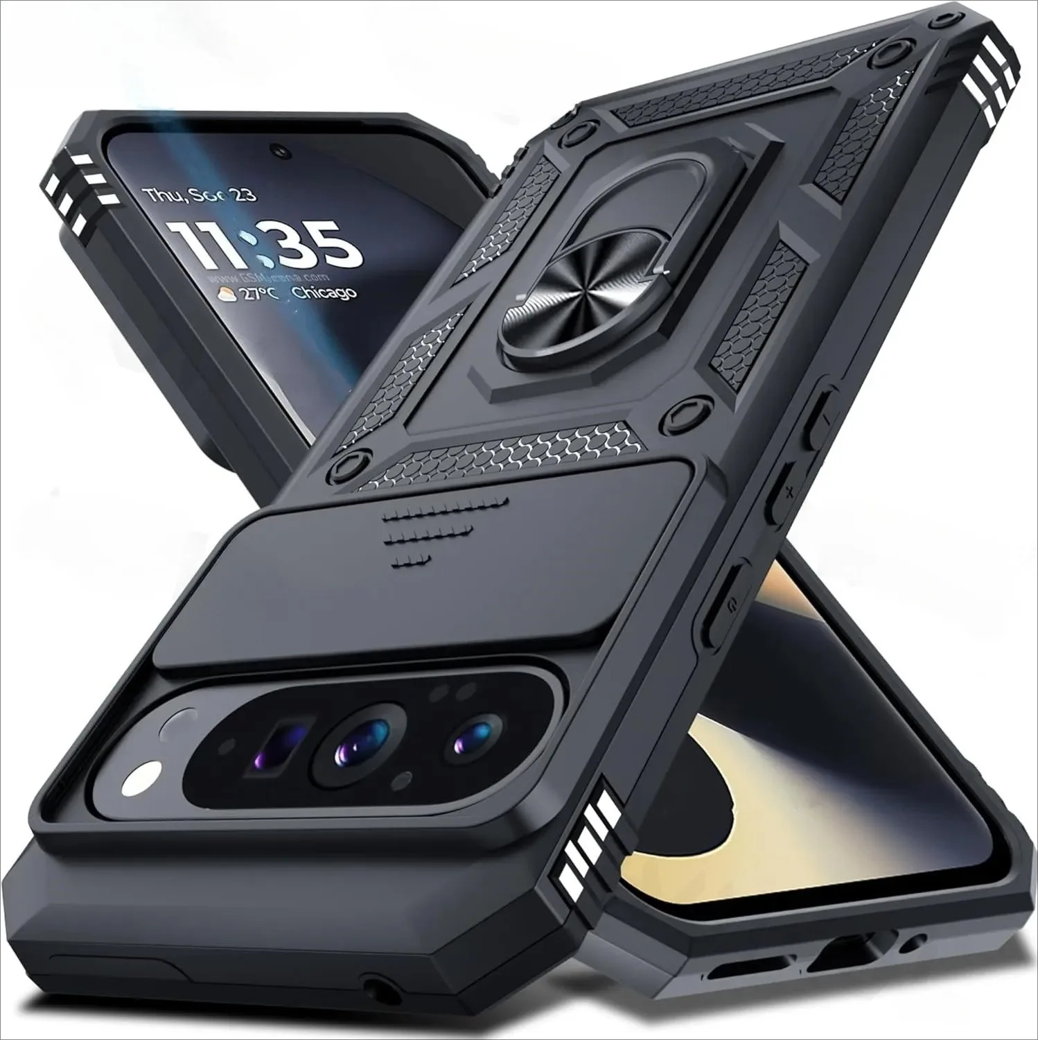Slide Kamera Schützen Abdeckung Für Google Pixel 10 ProXL 9 8 7 Pro Magnetische Ring Halter Stoßfest Rüstung Telefon Fall Für Pixel 6 7 8A