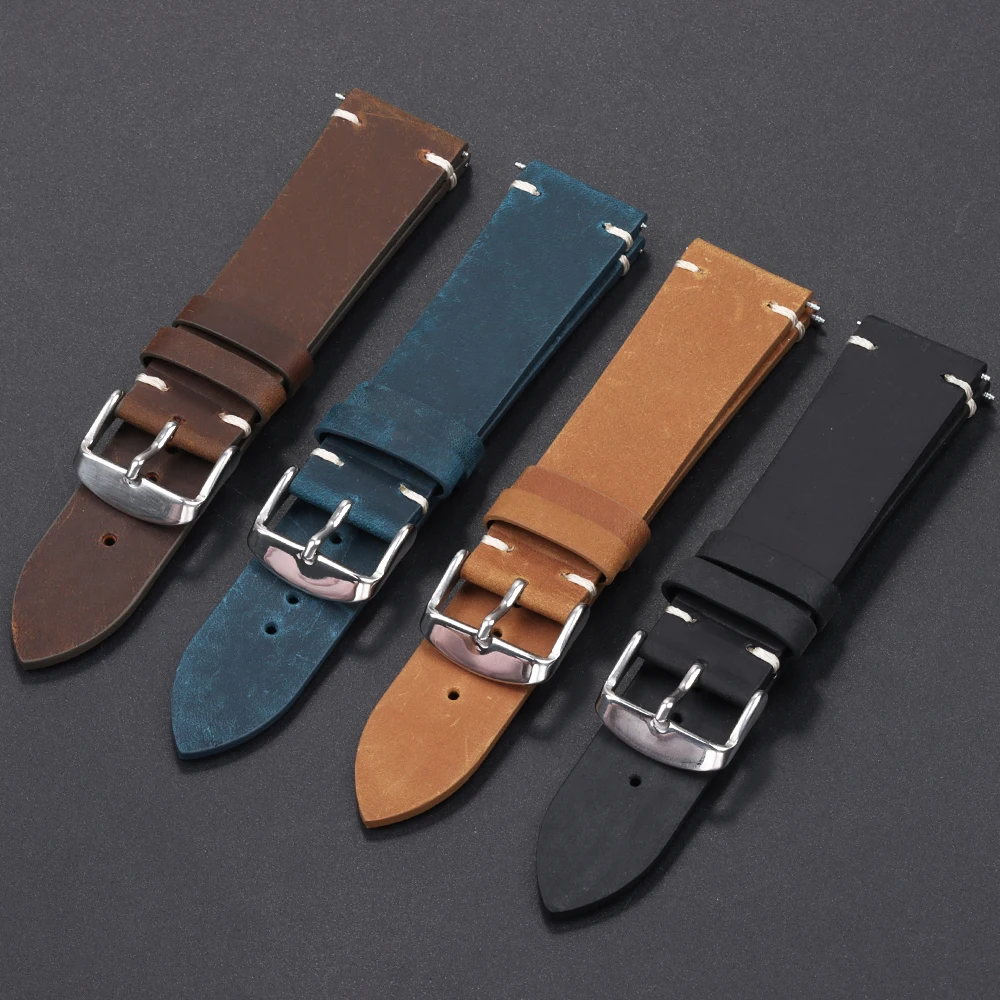 Calfskin Genuine Leather Quick Release Watch Strap - Brown