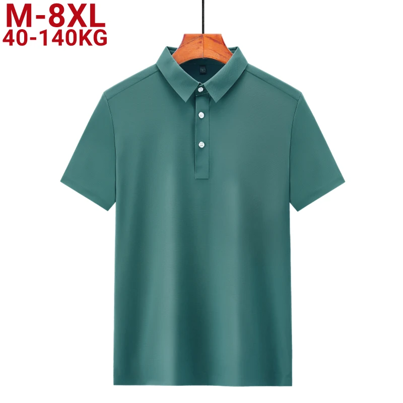 

Plus Size 8xl Men's Luxury Polo Shirt Summer Short Sleeve Polo Shirts Men Solid Color Casual Fashion Tops Clothes High Quality