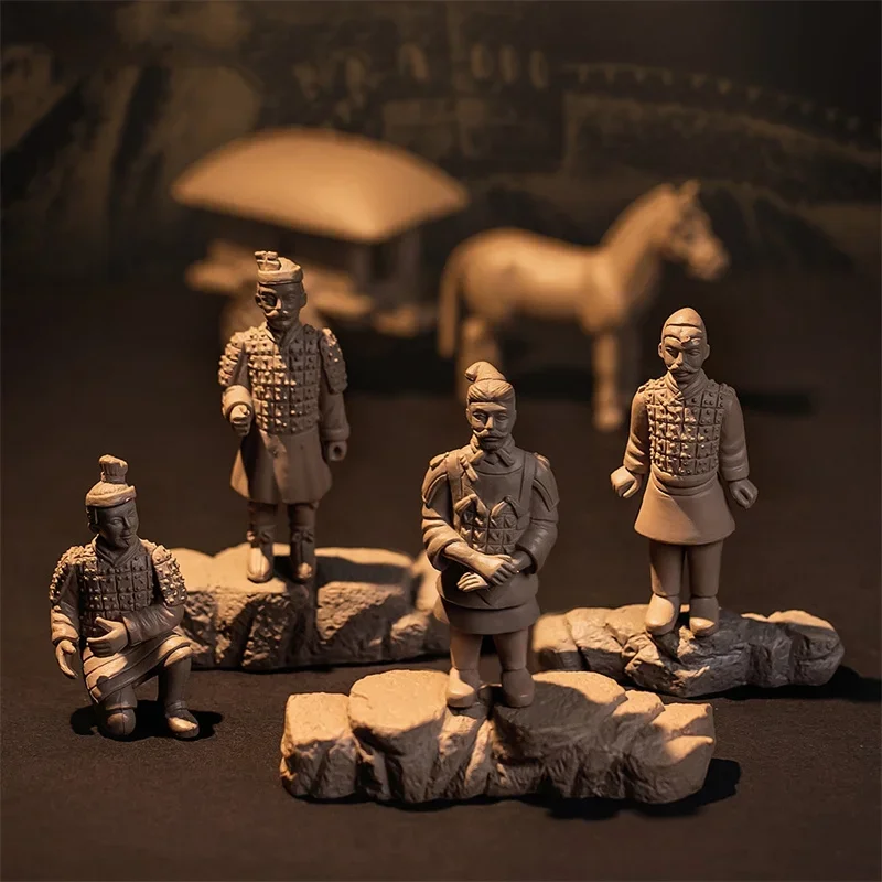 Xi 'An Set Di Guerrieri Di Terracotta Miniaturizzati Fai Da Te Decorazione Micro-Paesaggio Vintage Piccoli Ornamenti Accessori Miniature Pvc