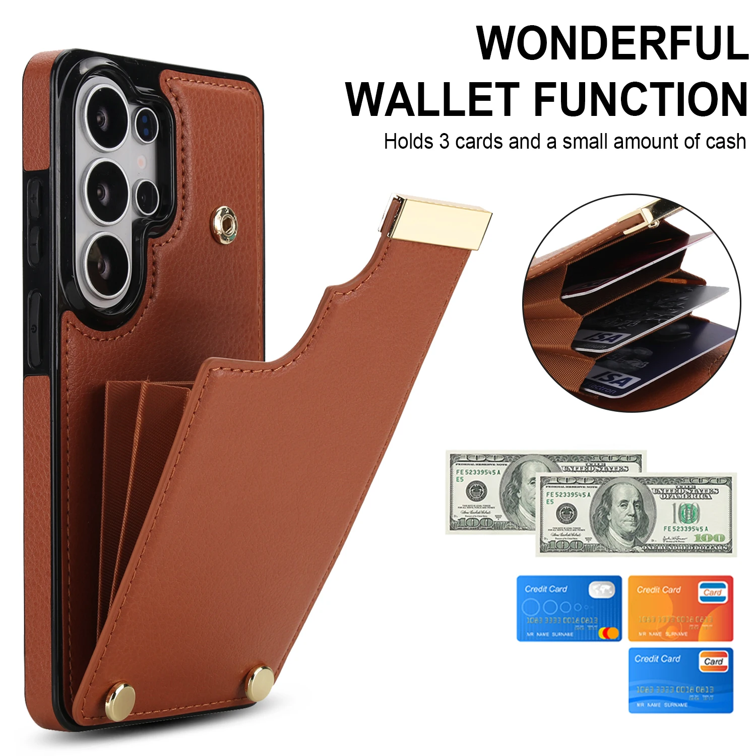 Leather Flip Phone Case With Card Holder For Samsung Galaxy_voghion.com