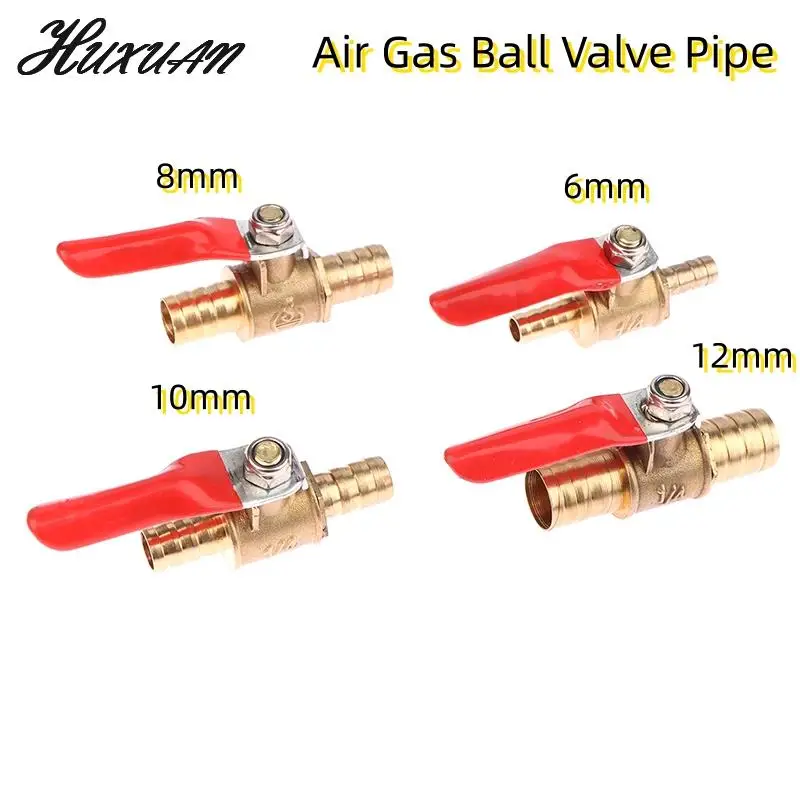 

Red Handle Small Valve 6mm 8mm 10mm 12mm Hose Barb Inline Brass Water Oil Air Gas Fuel Line Ball Valve Pipe Fittings