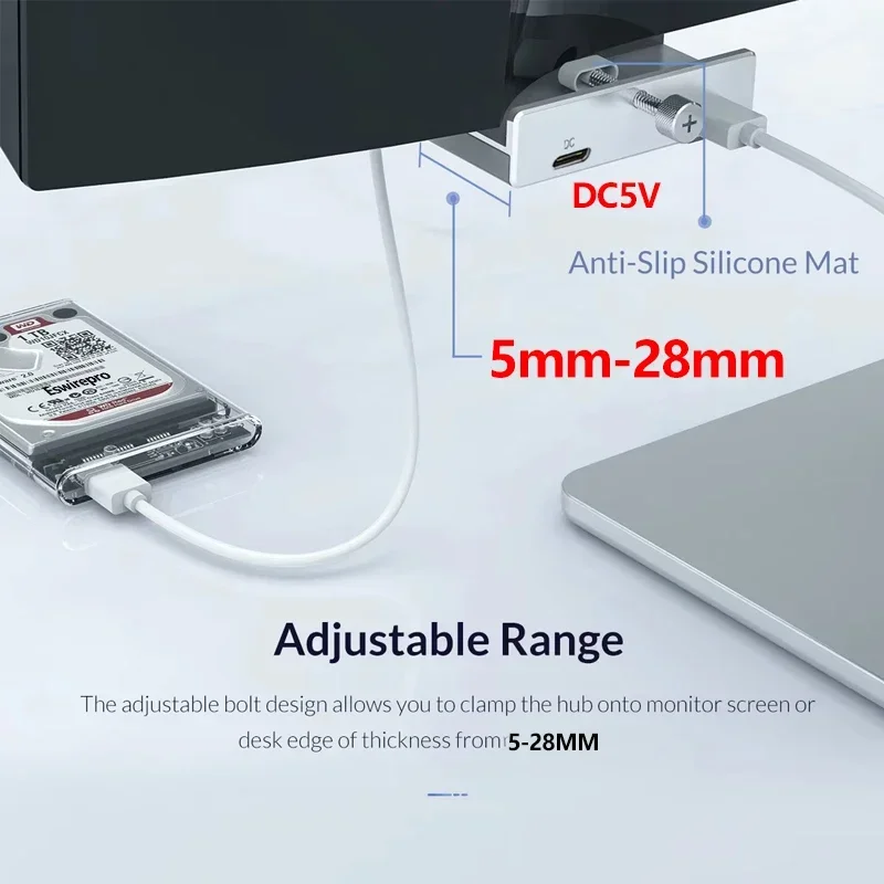 10Gbps HUB Clamp Clip USB 3.2 3.0 2.0 Splitter Adapter External Multi Dock station For iMac MacbookPro Desktop PC Accessories 4
