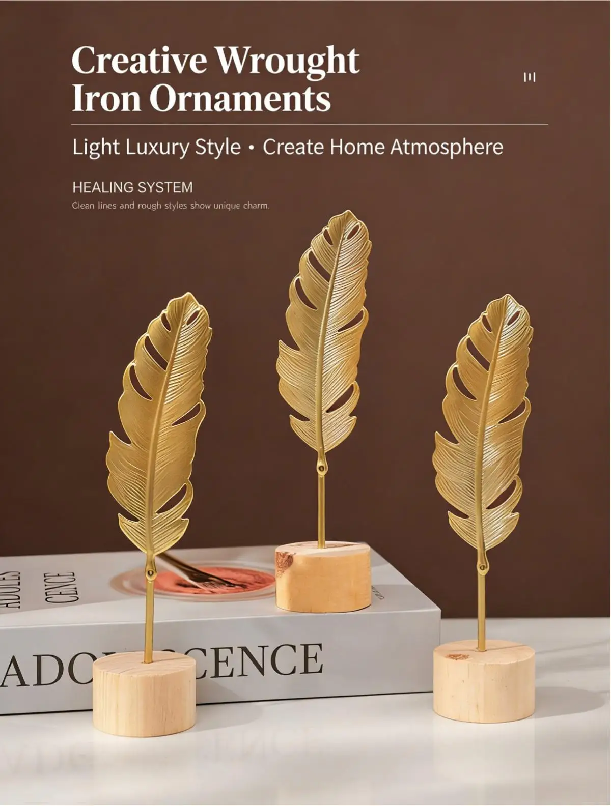 Nordic Style Iron Ginkgo Leaf Ornament - Gold