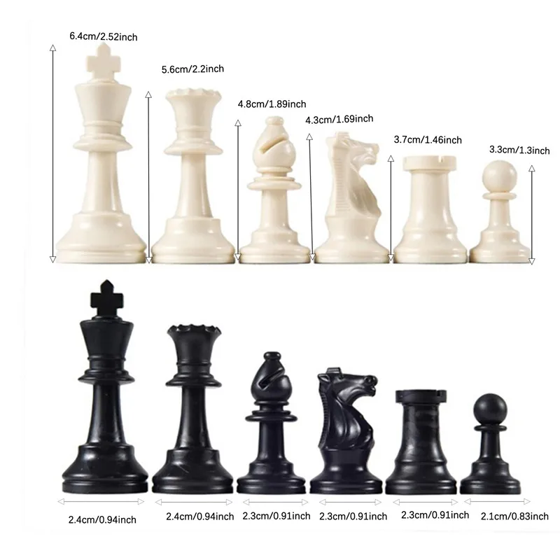 Chess Pieces and Board Chess Pieces 32pcs Plastic Chess Pieces Complete Chessmen International Word Chess Set Black & White Piece Entertainment Accessori