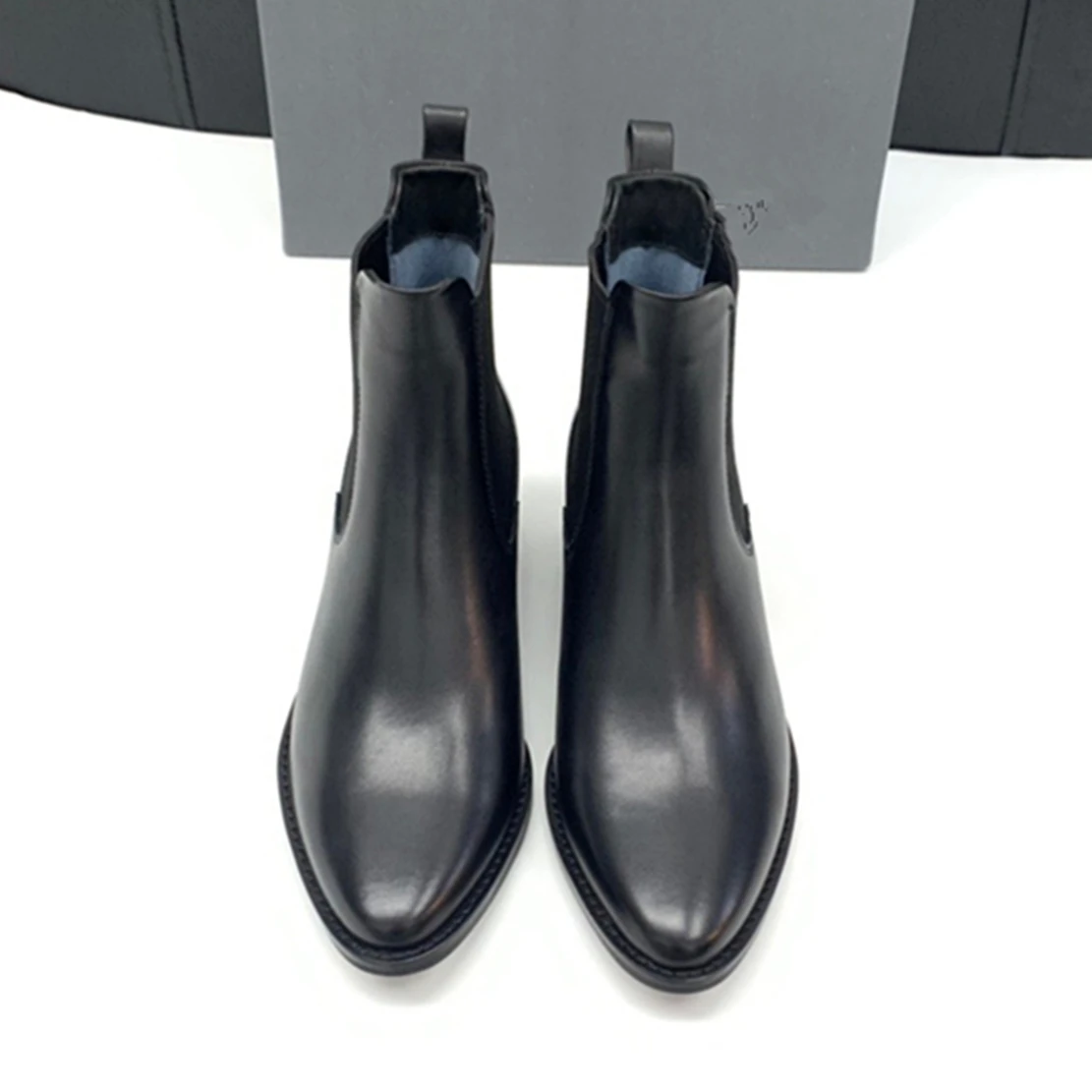 Dave&Di Autumn French Fashion Ladies Elegant Genuine  High Heel Boots Leather Comfortable Casual Chelsea Boots Women